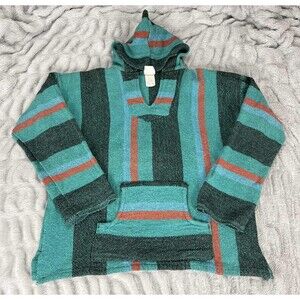 Original Senor Lopez Baja Hoodie Men Large/XL Striped Mexican Pullover Jacket